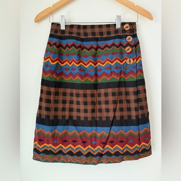 breeches Dresses & Skirts - Vintage Breeches Wrap Skirt Aztec Southwestern Bohemian Sz 4 Made In USA